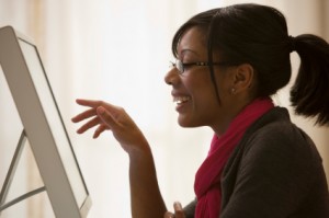 Black woman using computer